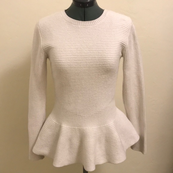 Ted Baker Size 3 Off-White Edenia Peplum Sweater - Picture 1 of 4